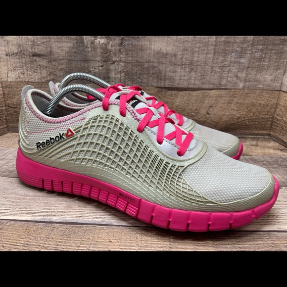 Reebok 023501 114 Low Top Nanoweb ZRated Gray Pink Sneakers Women Sz 10 Preowned - Picture 4 of 11
